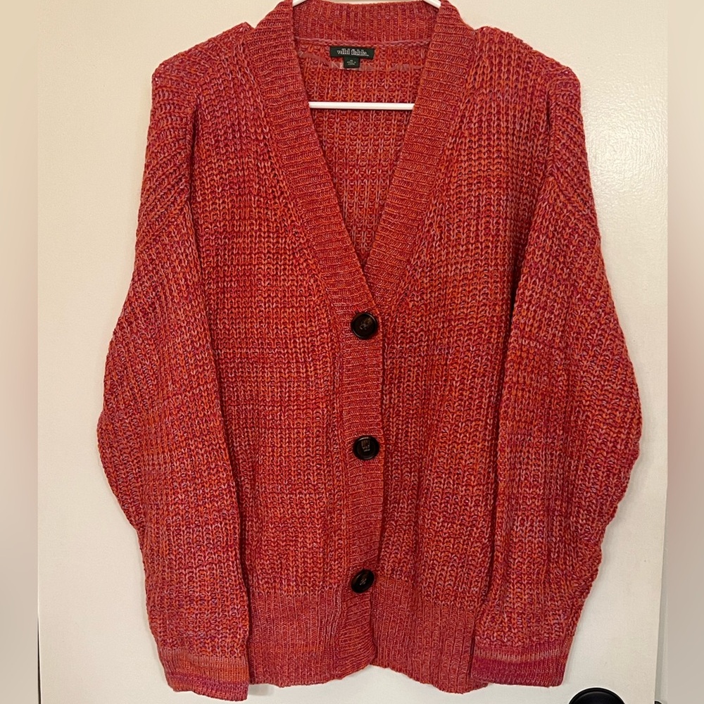 Pink and orange knit cardigan
